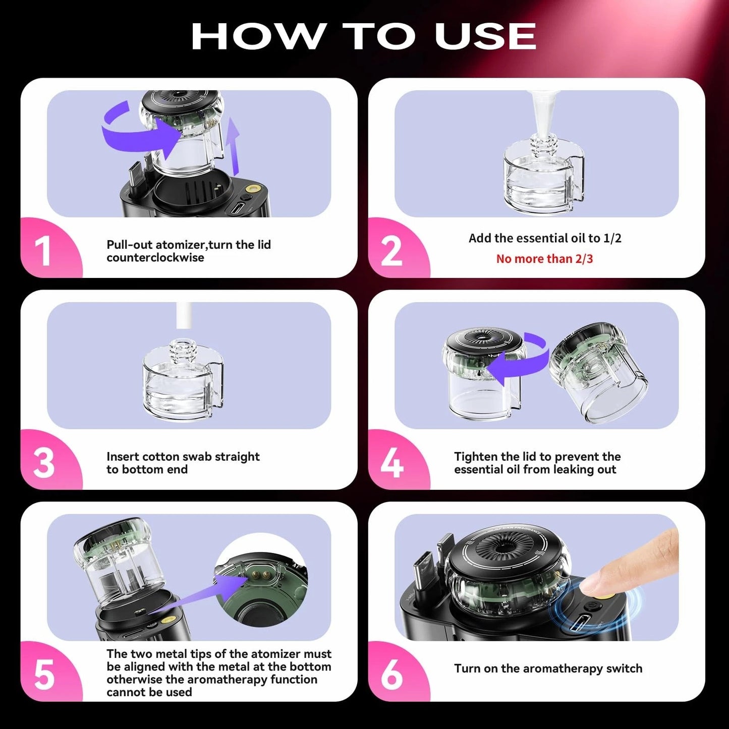 5-in-1 Retractable Car Charger & Starry Sky Aromatherapy Diffuser