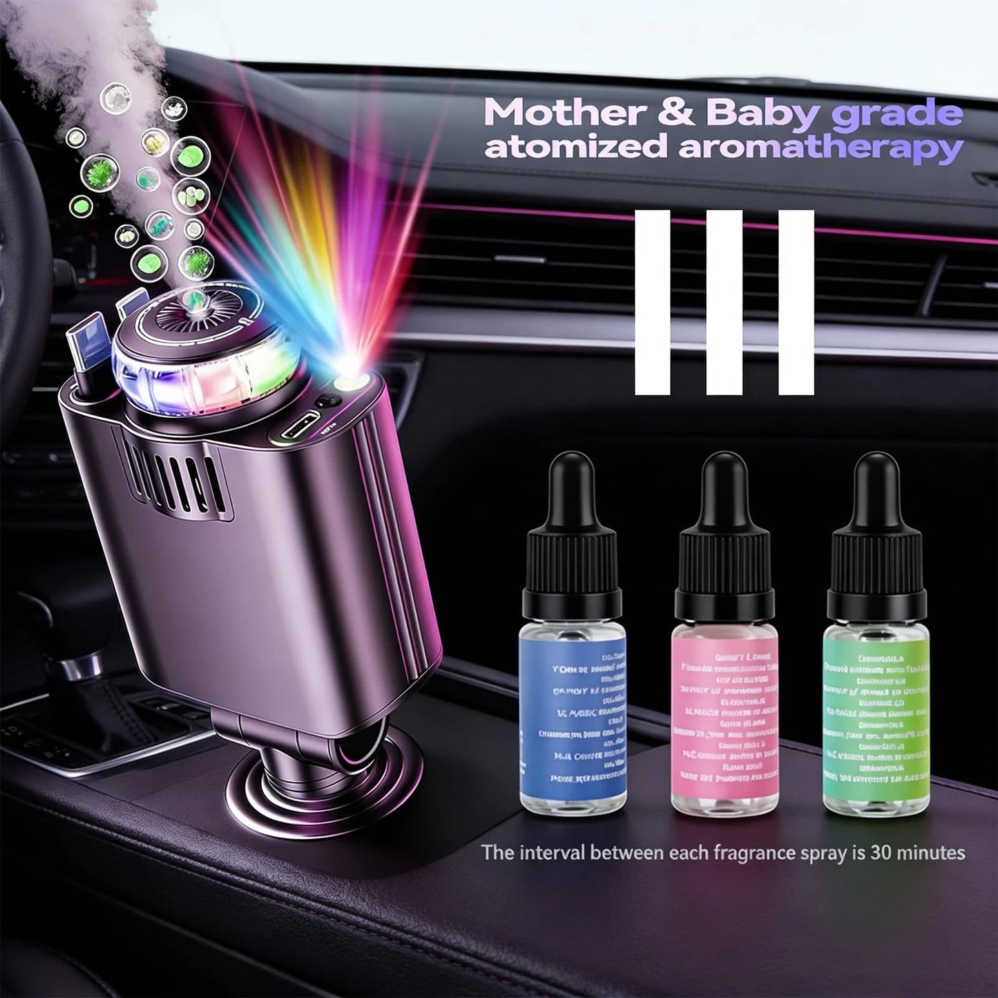 5-in-1 Retractable Car Charger & Starry Sky Aromatherapy Diffuser